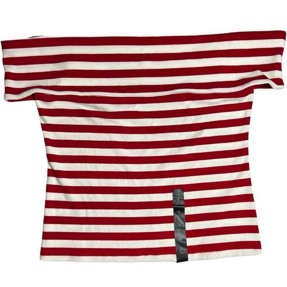 NEW Banana republic red white stripe off shoulder top xl